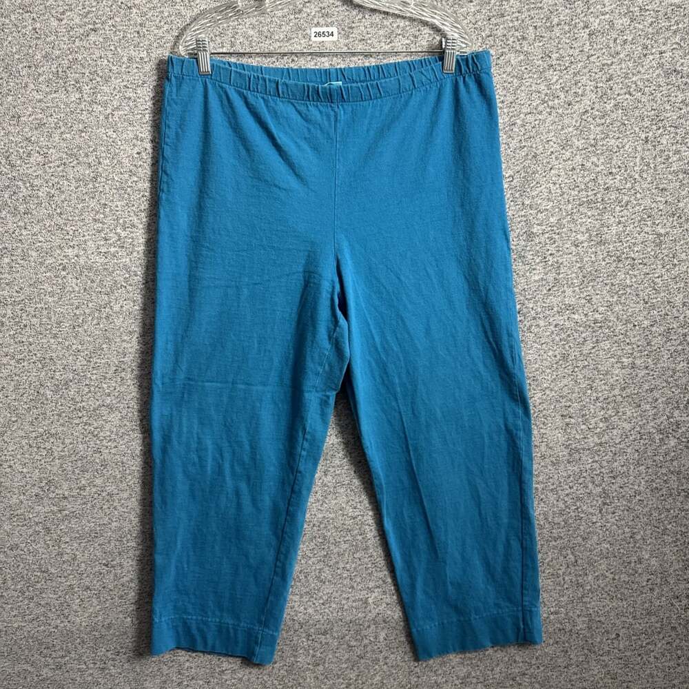 Pacificotton Bryn W Women's XL Blue Cotton Pull On Straight Leg Ankle Pants